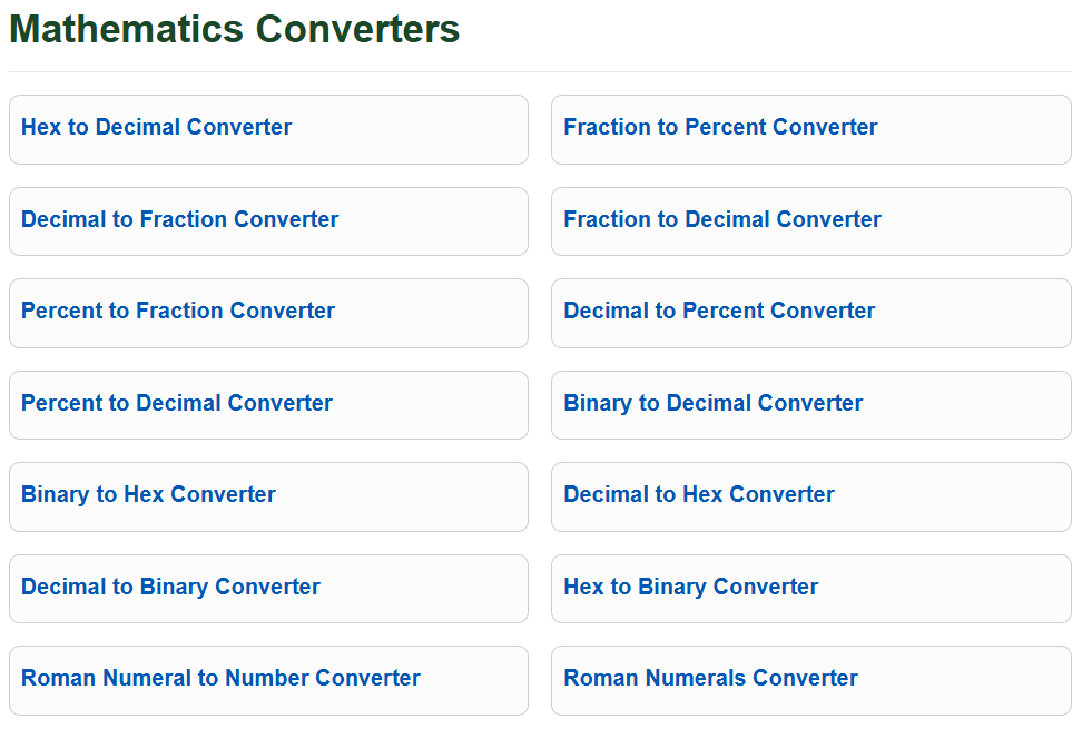 Mathematics Converters - UScalculator.com