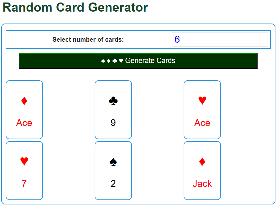 Random Card Generator - UScalculator.com
